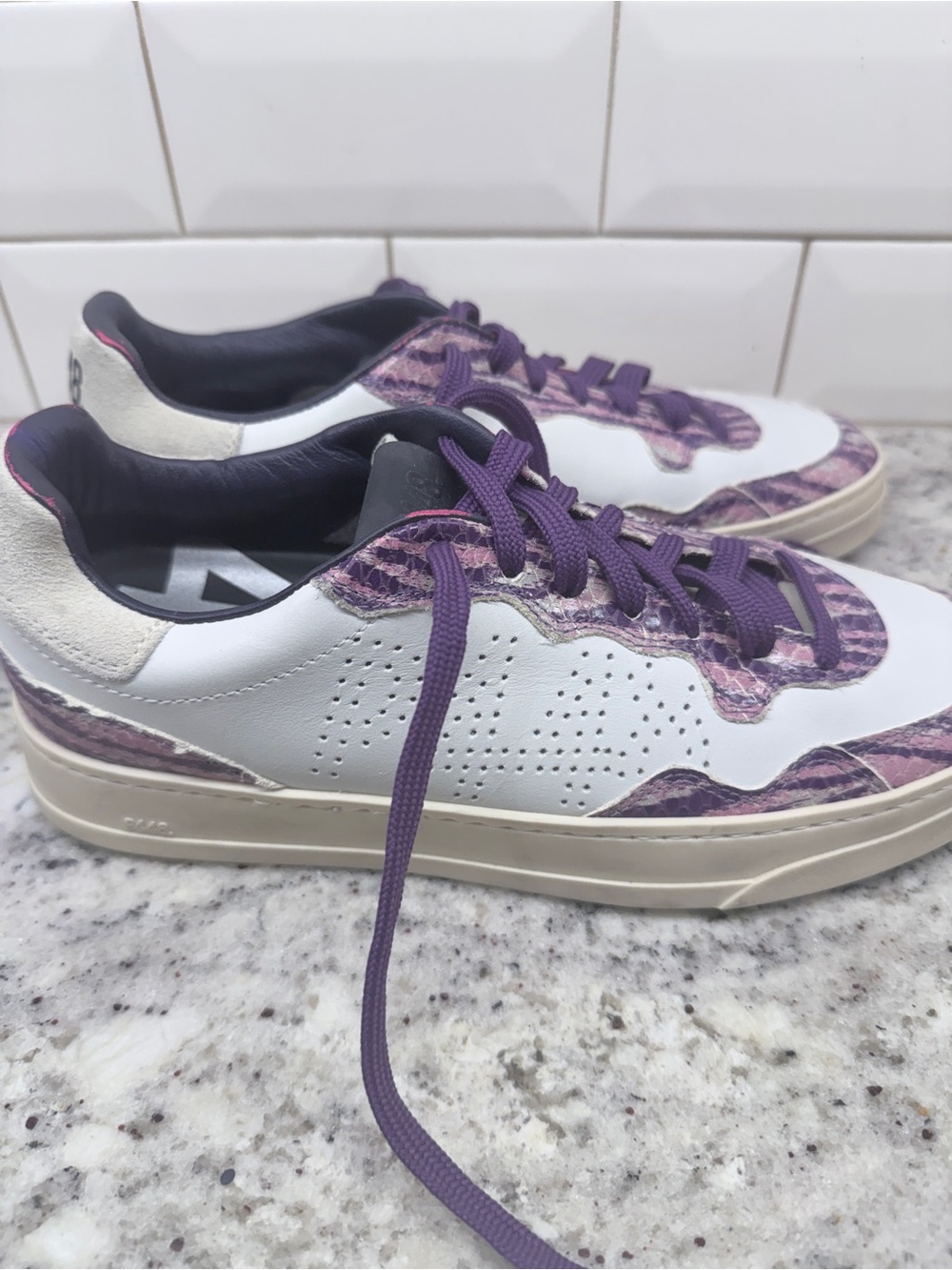 P448 White and Purple Women's Sneakers - Picture 2 of 4